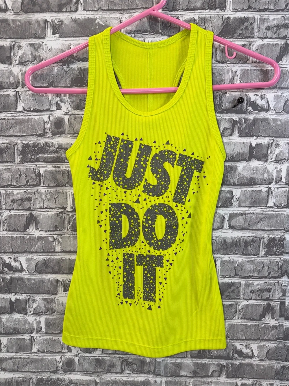 Nike Neon Yellow Ribbed Graphic Tank Top